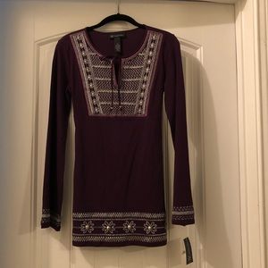 NEW Embroidered bell-sleeved long sleeve tunic top